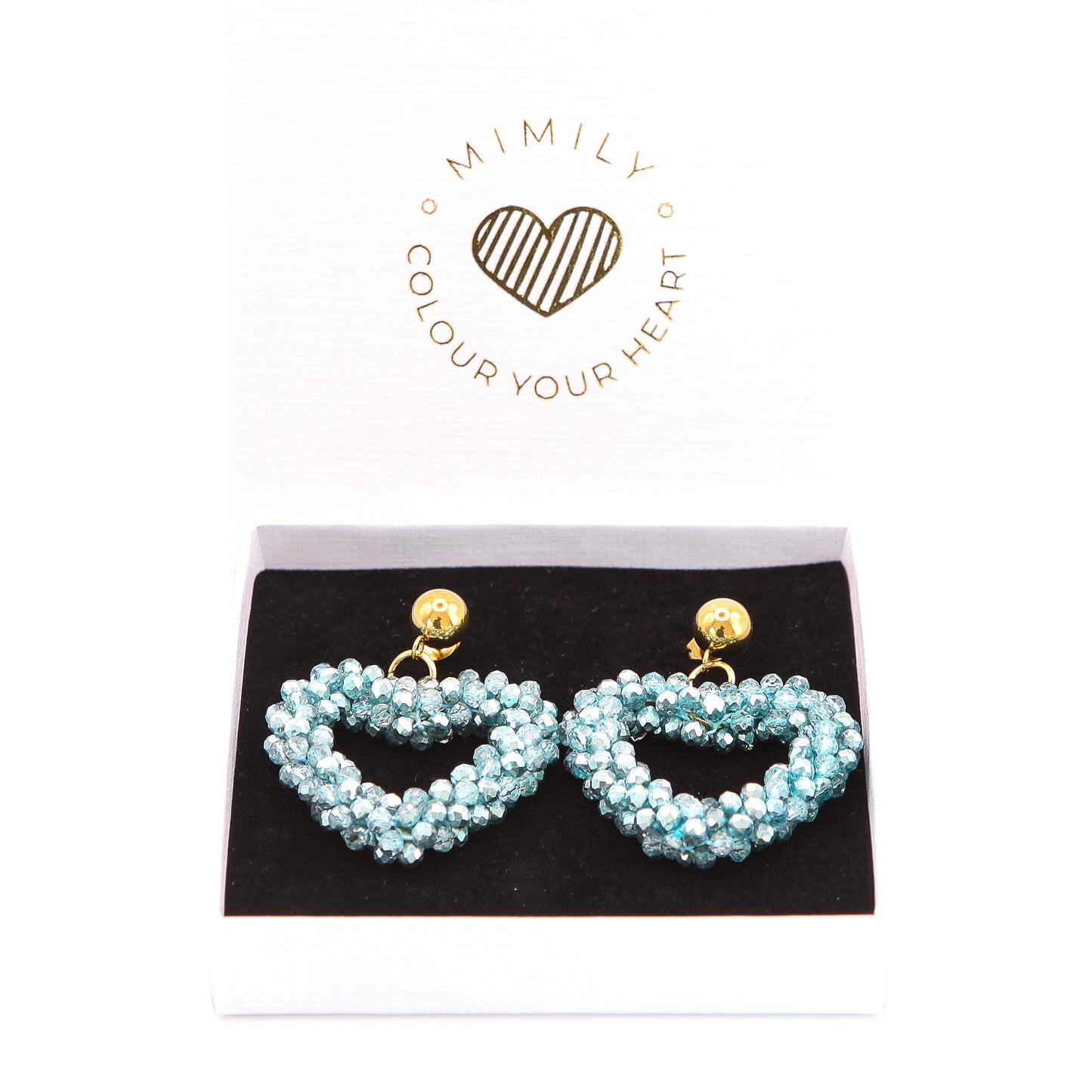 Ohrringe "Funkelherz" Türkis Kugel