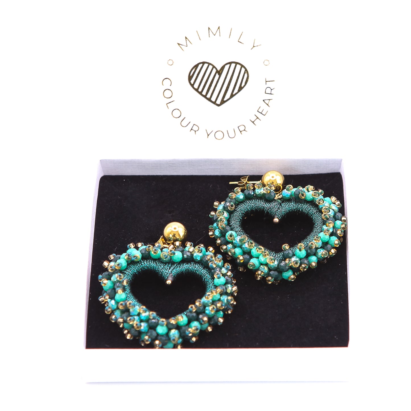 Ohrringe "Herzerl" Grün Kugel