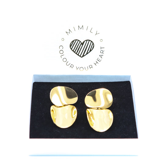 Ohrringe "2 Blatt Konkav" gold