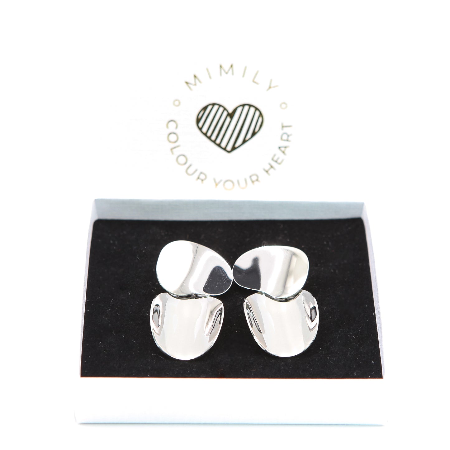 Ohrringe "2 Blatt Konkav" silber