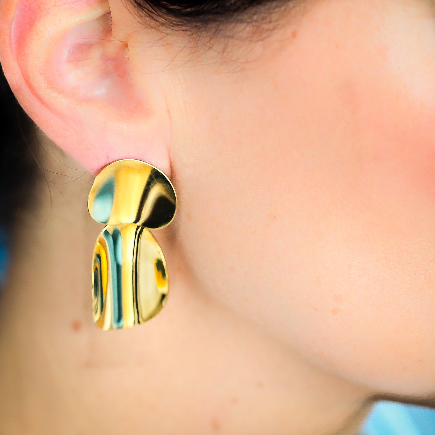 Ohrringe "2 Blatt Konkav" gold