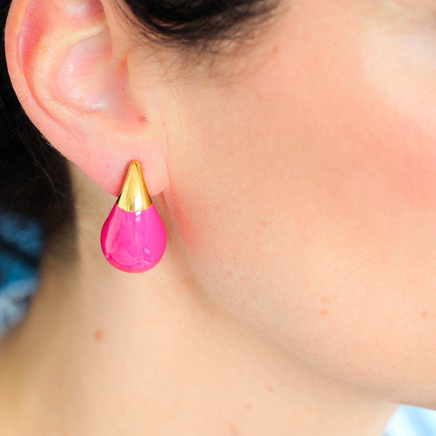 Ohrringe "Big Drop Emaille" pink
