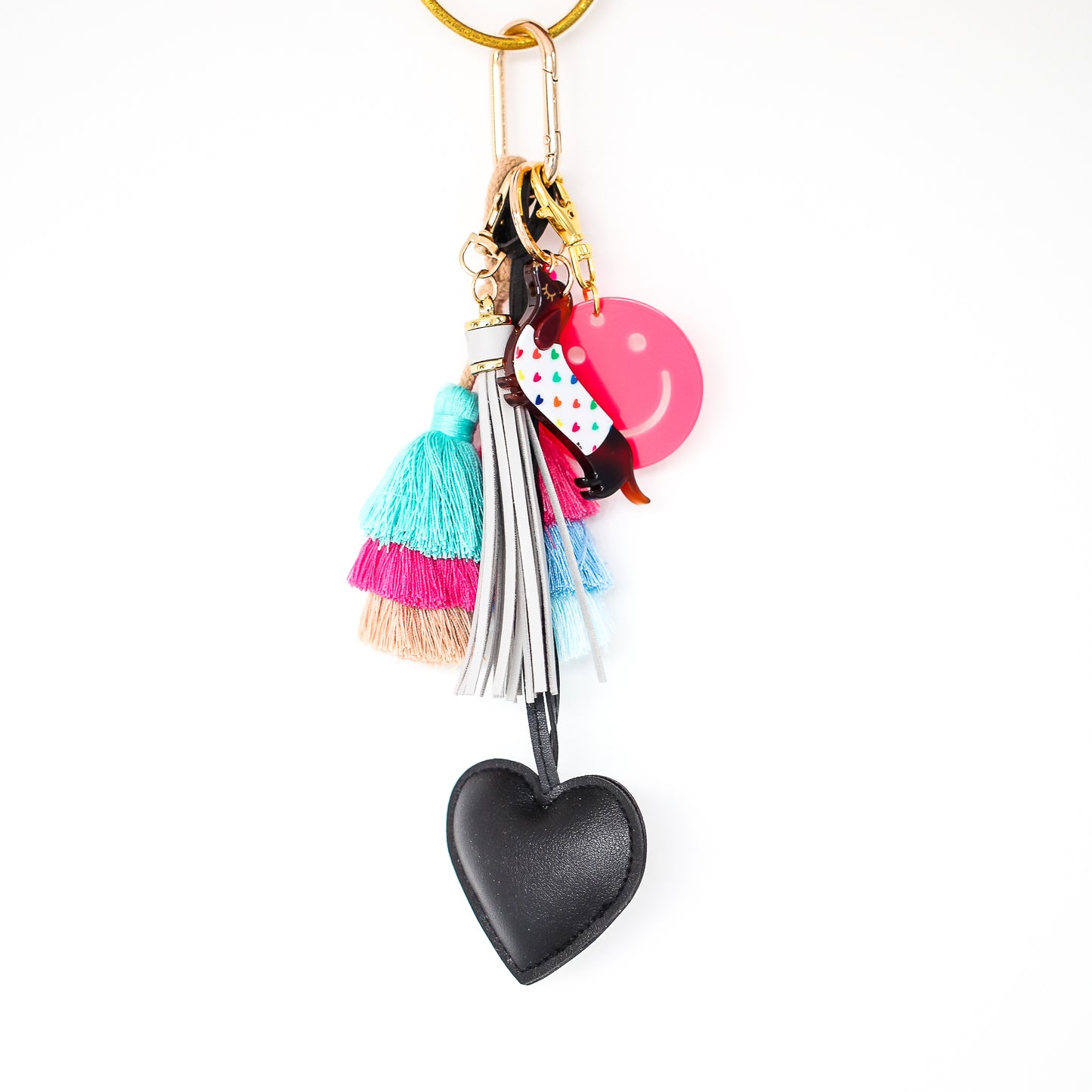 Bag Charm Heart black/pink/grey