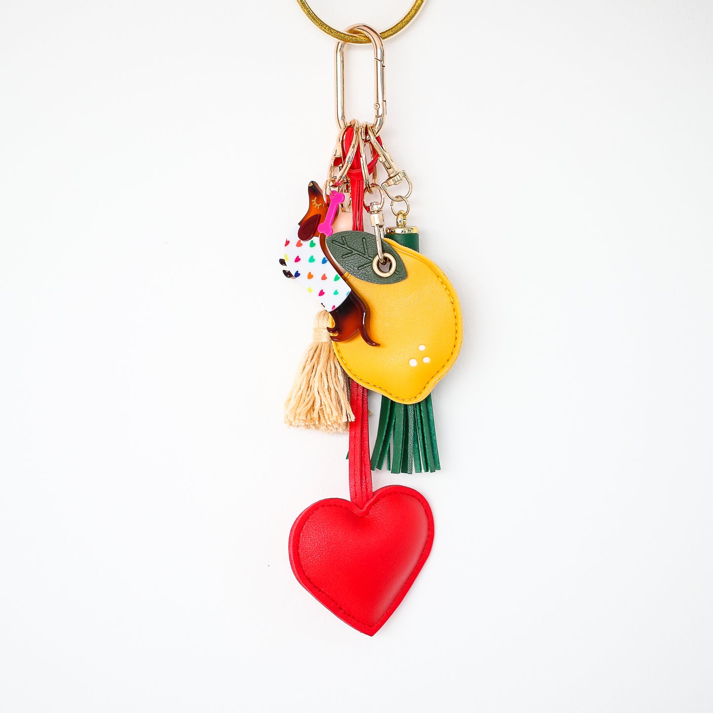 Bag Charm Heart red/green/yellow/natur