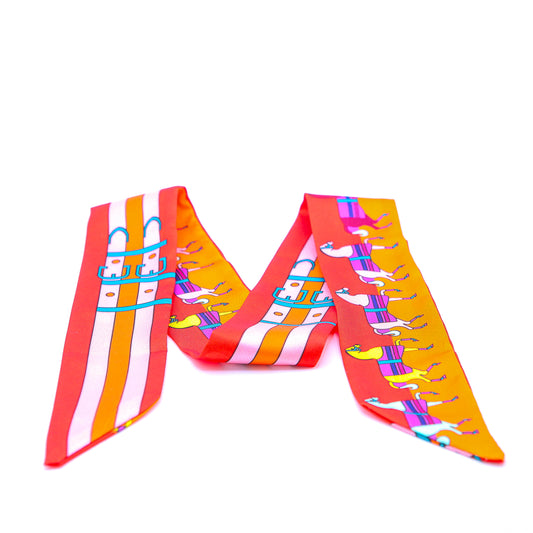 Bandana mit Pferdchen Streifen (red/orange)