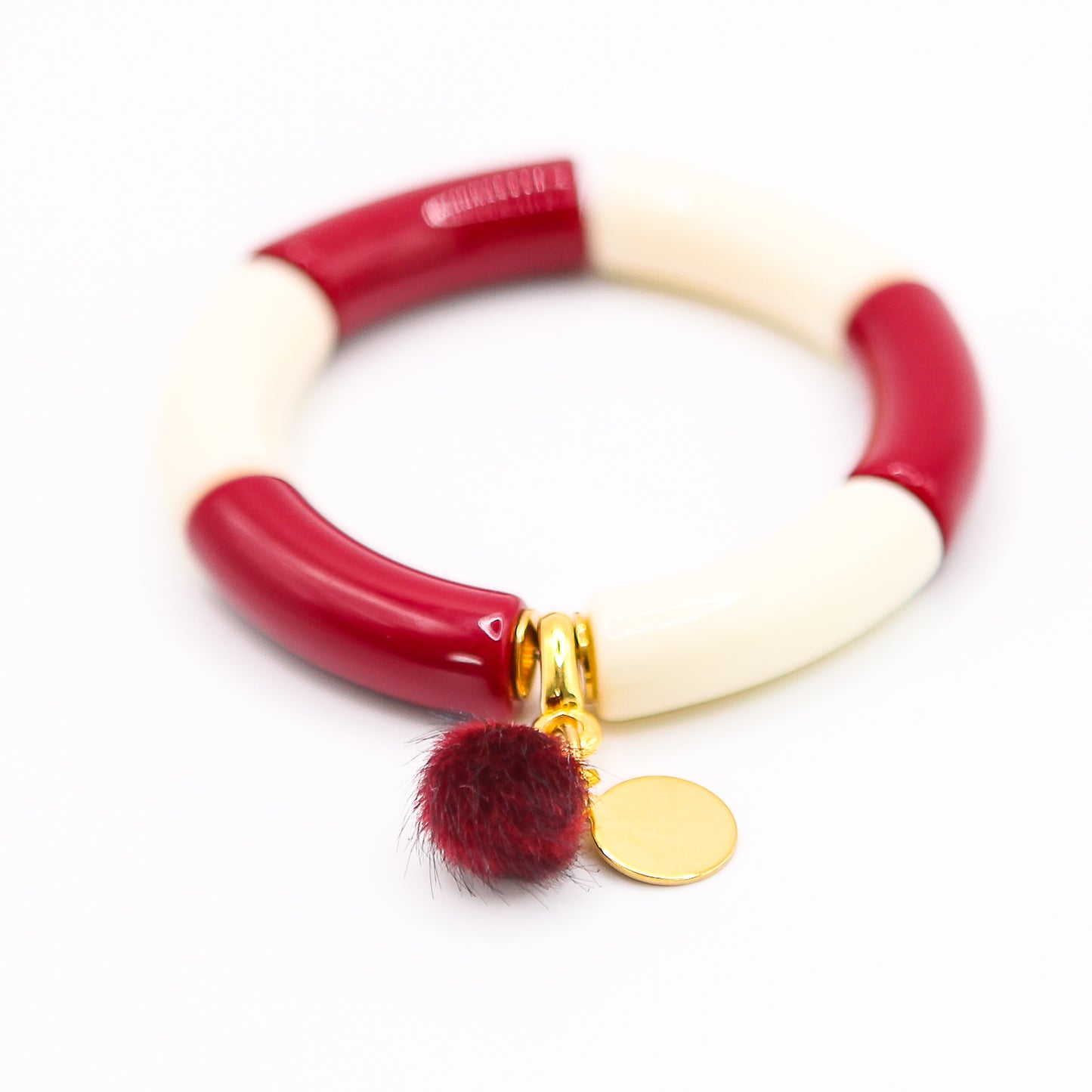 Armreifen Bunt Gr. S/M "bordeaux/weiss"