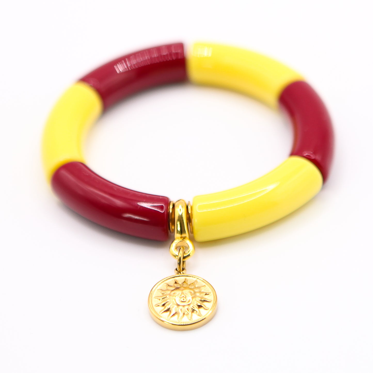 Armreifen Bunt Gr. S/M "bordeaux/gelb"