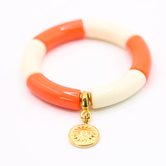 Armreifen Bunt Gr. S/M "coral/weiss"