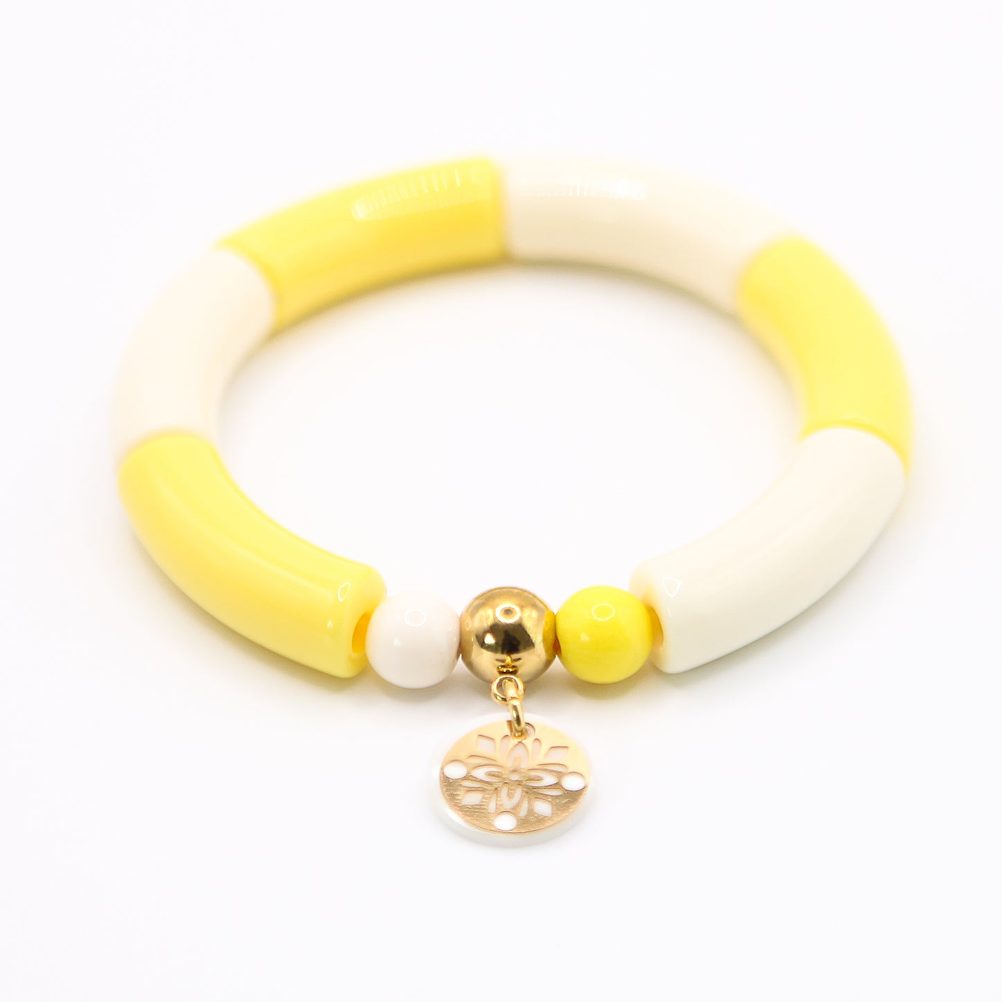 Armreifen Bunt Gr. M/L "gelb/weiss"