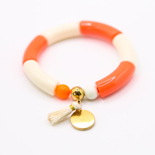 Armreifen Bunt Gr. M/L "coral/weiss"