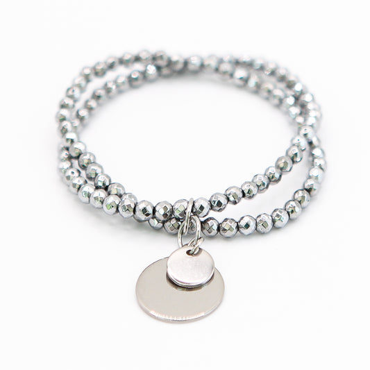 Armband Hämatit "Glam Girl" Silver Coins