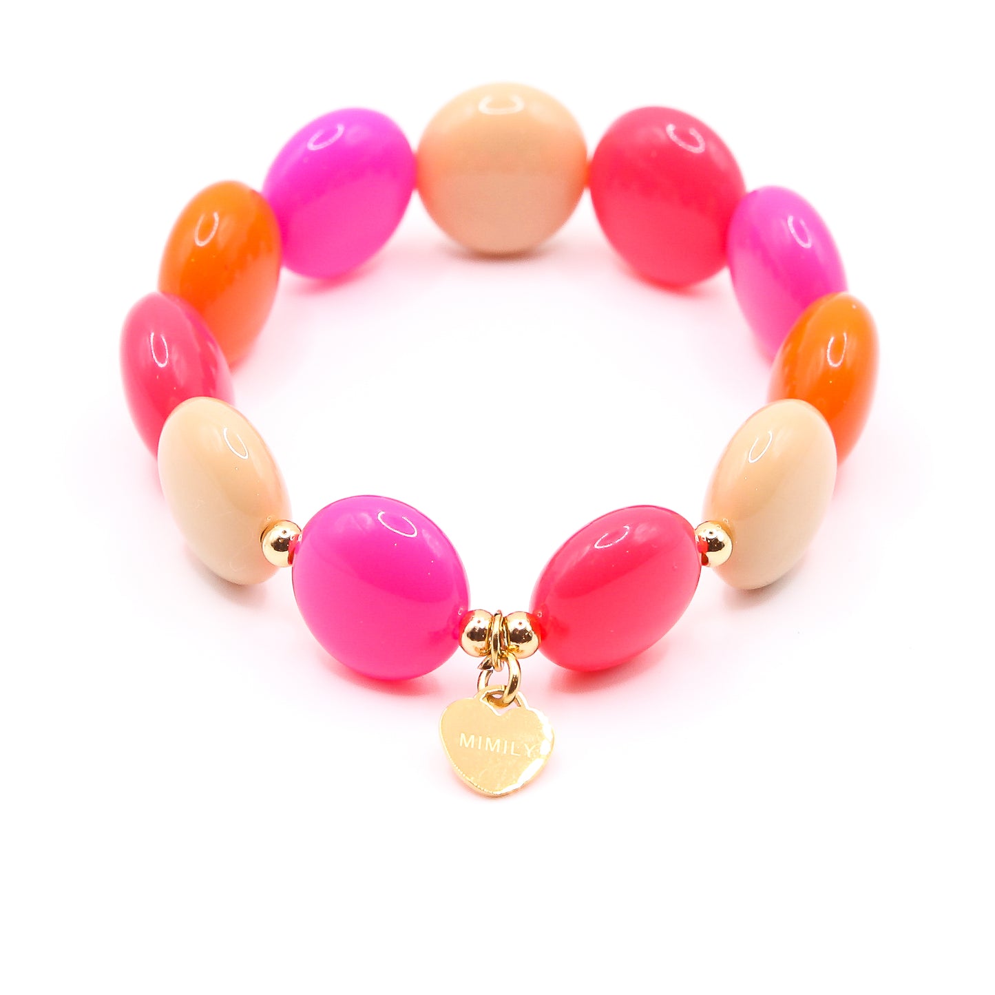 Armband Schokolinsen "pink/orange/beige"