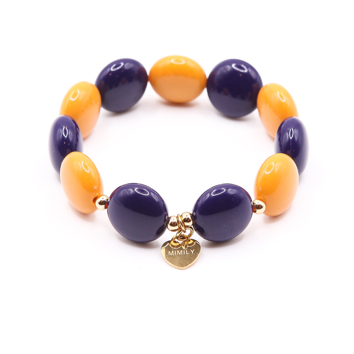 Armband Schokolinsen "blau/senf"