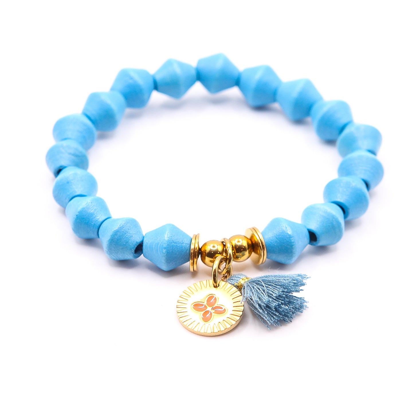 Armband "Akazienholz" gedrechselt (Blume orange)