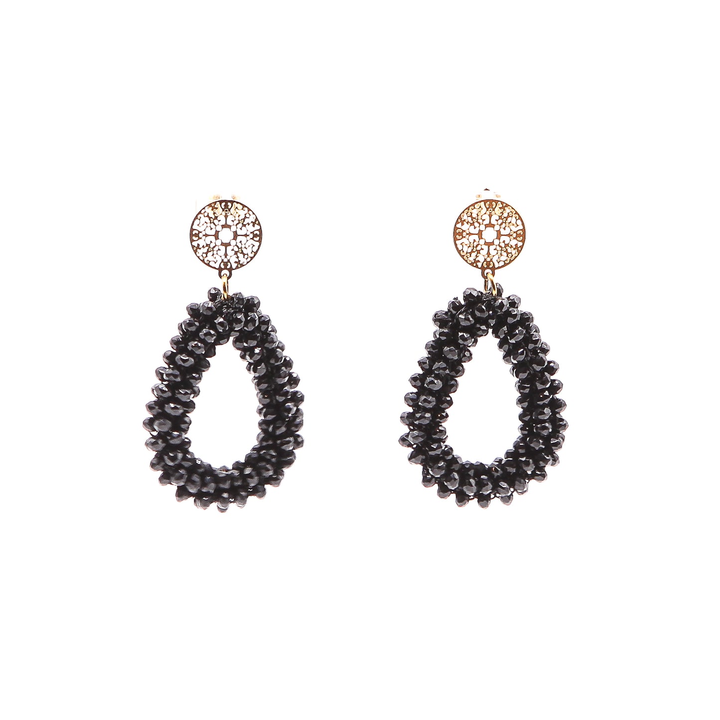 Ohrringe "Glitter" tropfen schwarz