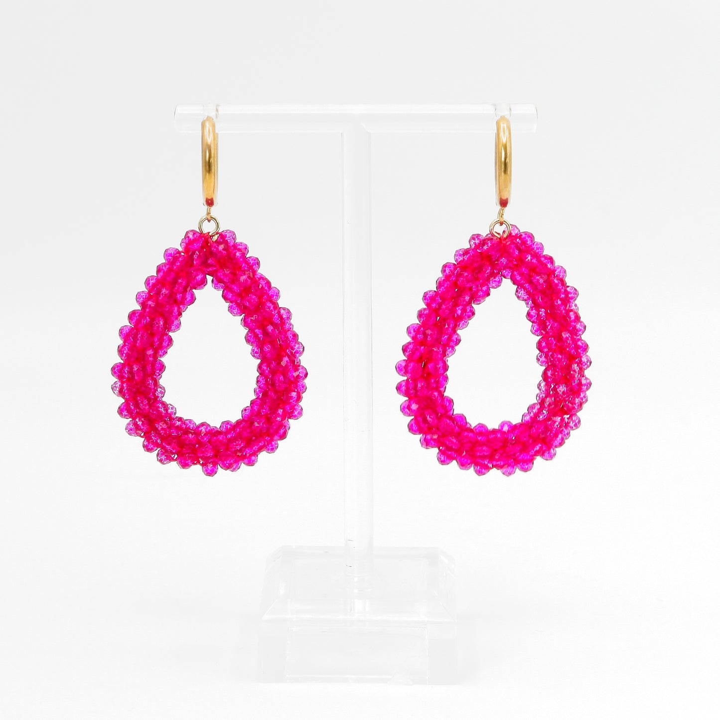 Ohrringe "Glitter" Tropfen Pink/Creole