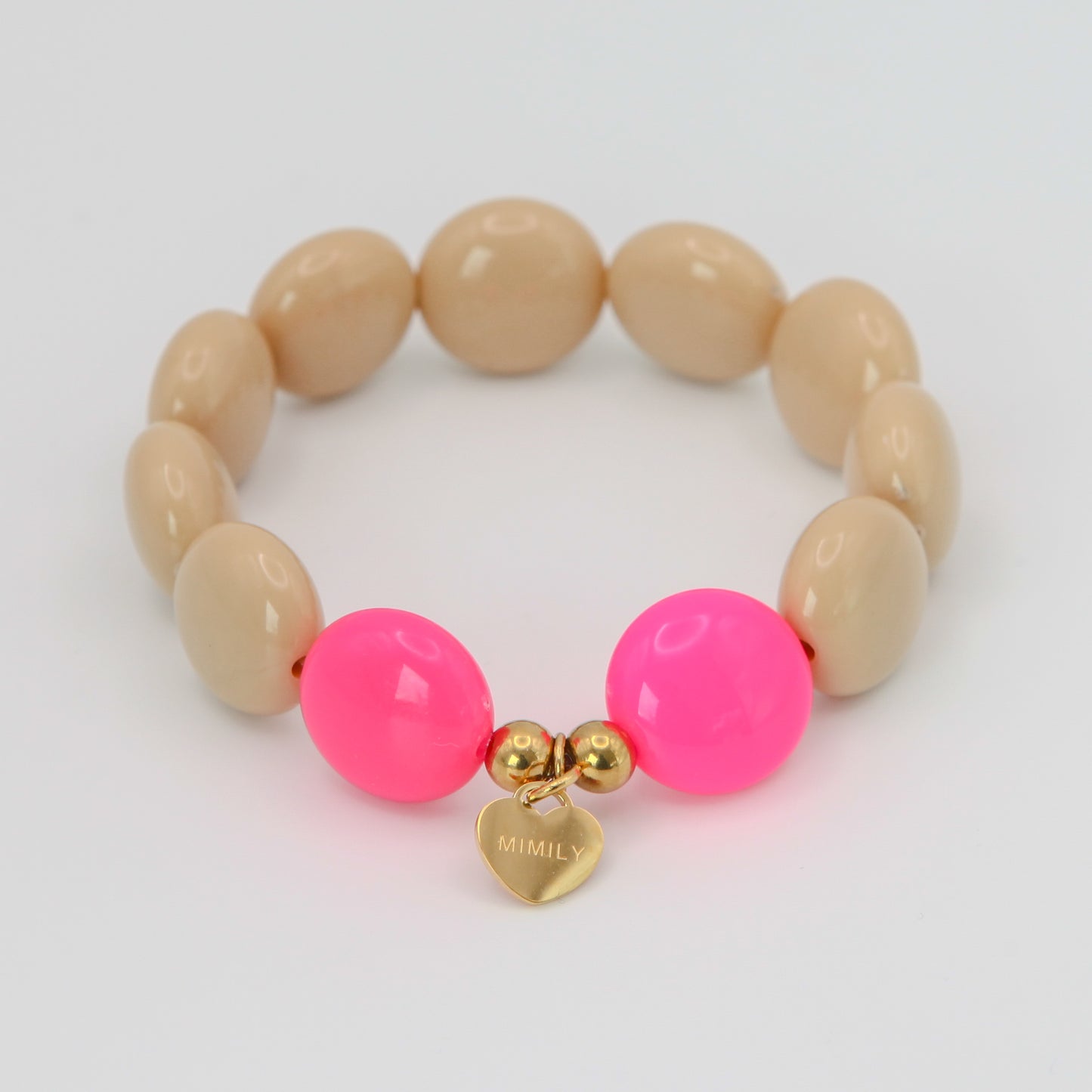 Armband Schokolinsen "beige/pink"