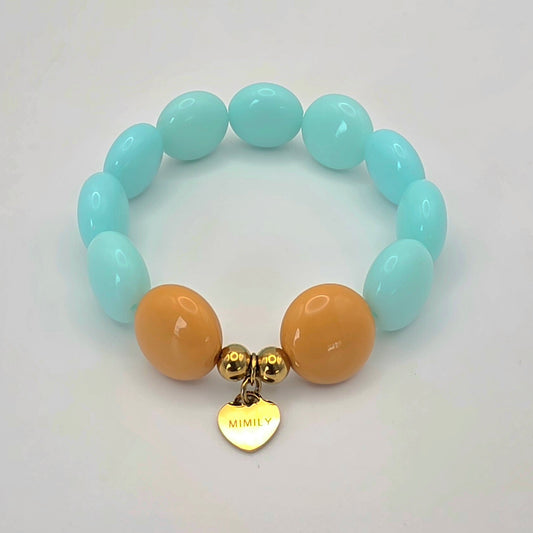 Armband Schokolinsen "türkis senf"