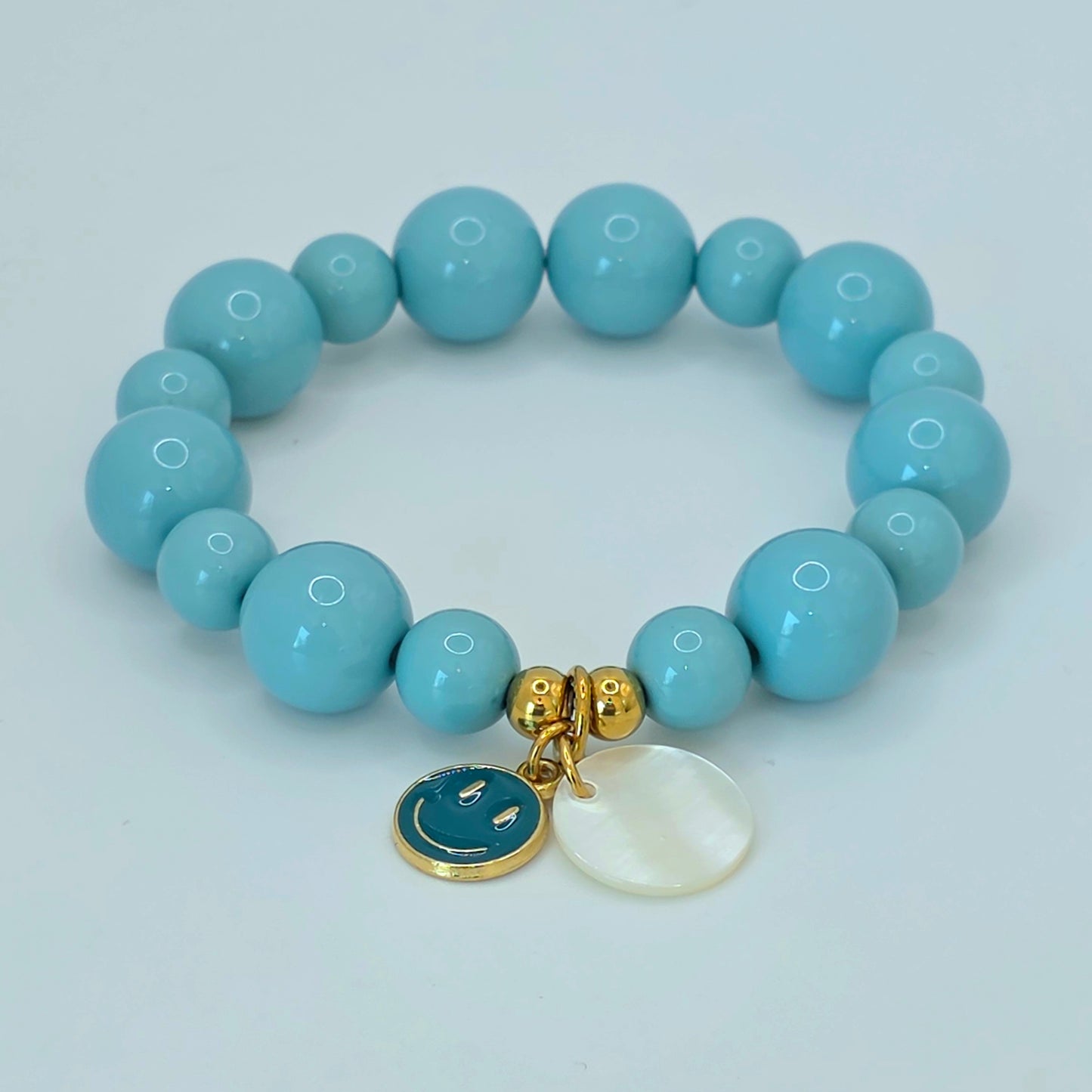 Armband Gr. S/M "Türkis Smiley"