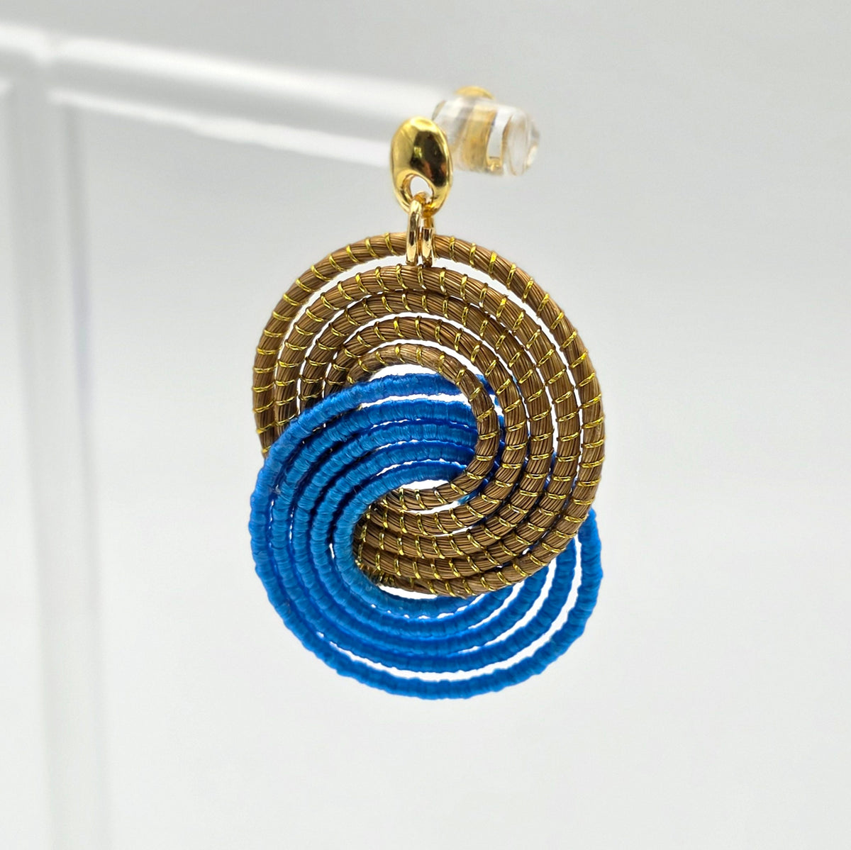 Ohrringe "Gold Gras" gold/blau