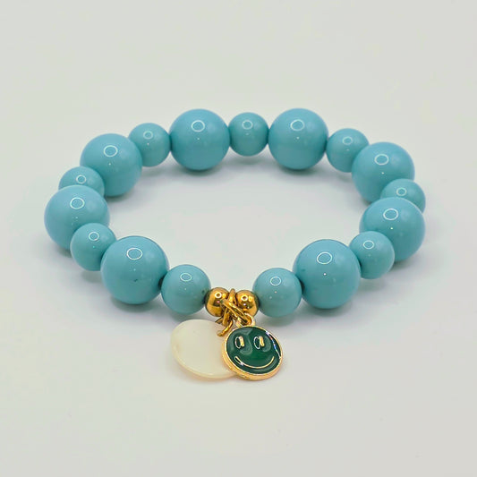 Armband Gr. M/L "Türkis Smiley"
