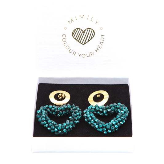 Ohrringe "Funkelherz" Petrolgrün