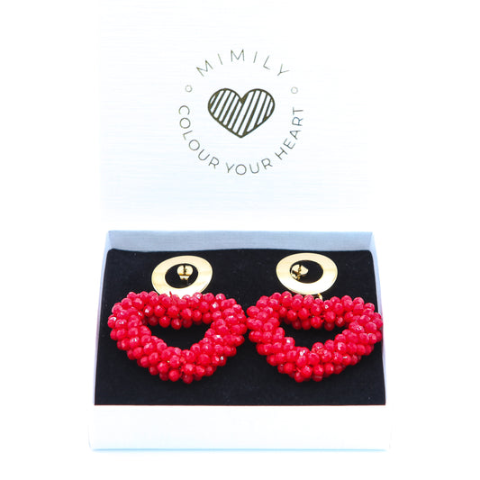 Ohrringe "Funkelherz" Rot
