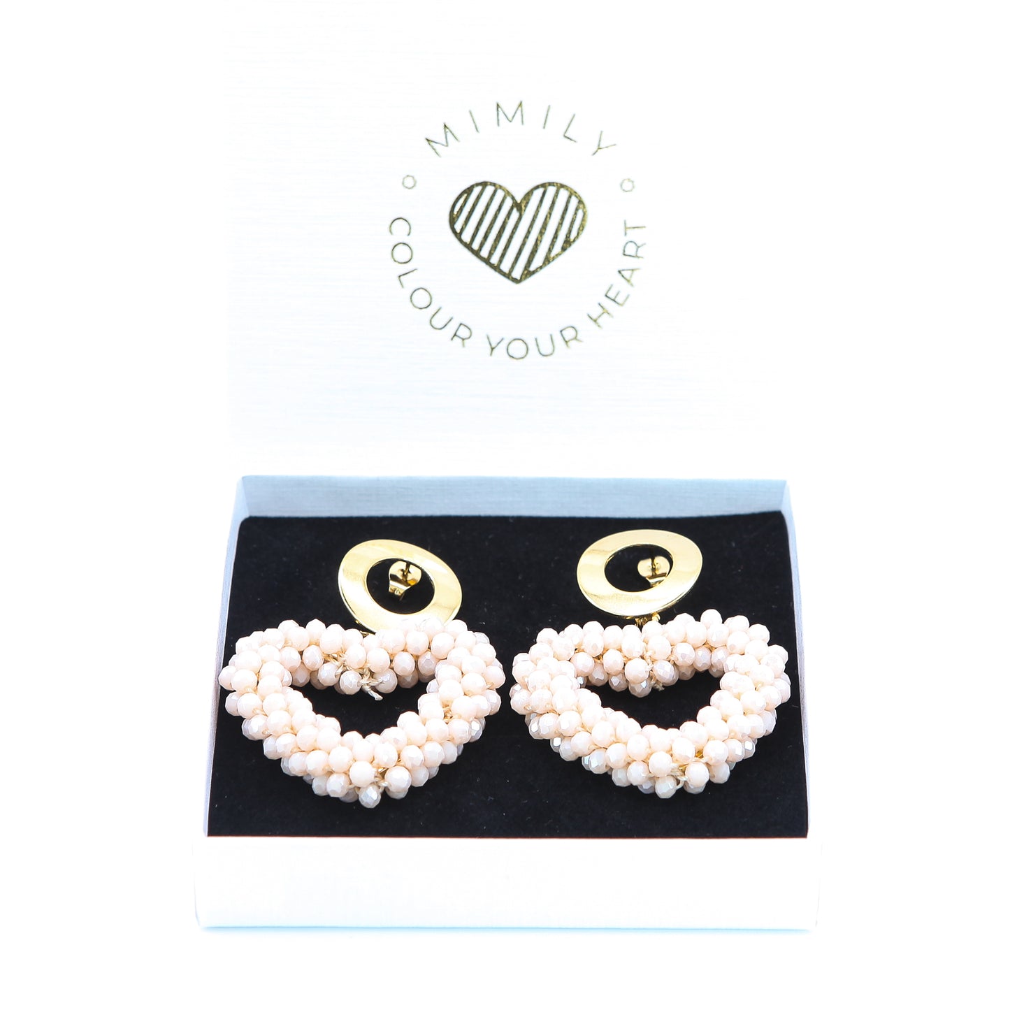 Ohrringe "Funkelherz" Vanille