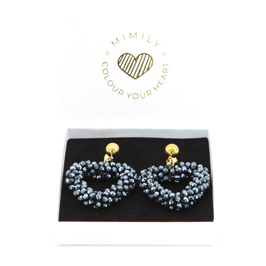 Ohrringe "Funkelherz" Nachtblau Kugel