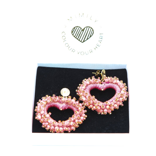 Ohrringe "Herzerl" Lachs/Rose flach