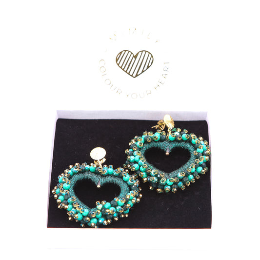 Ohrringe "Herzerl" Grün flach