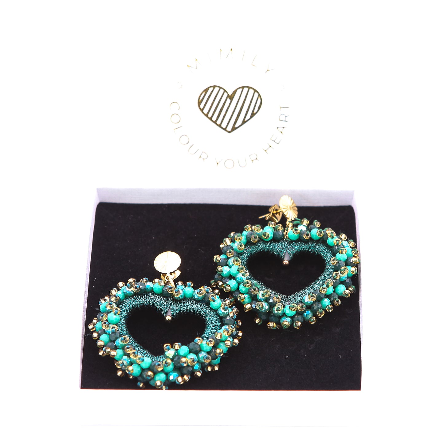 Ohrringe "Herzerl" Grün flach