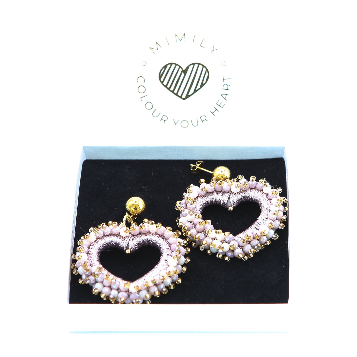 Ohrringe "Herzerl" Mauve Kugel