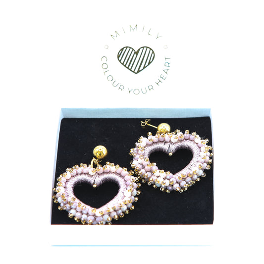 Ohrringe "Herzerl" Mauve Kugel