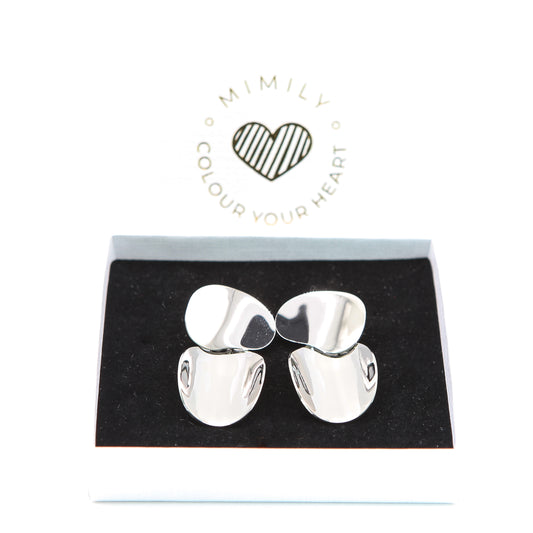 Ohrringe "2 Blatt Konkav" silber