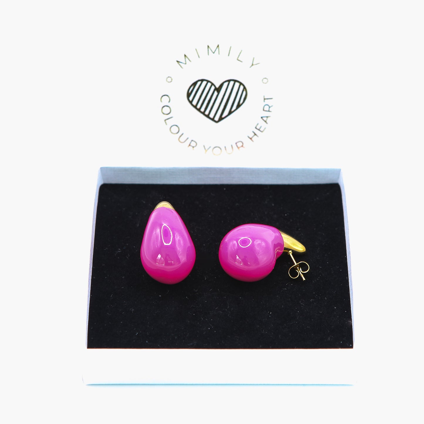 Ohrringe "Big Drop Emaille" pink