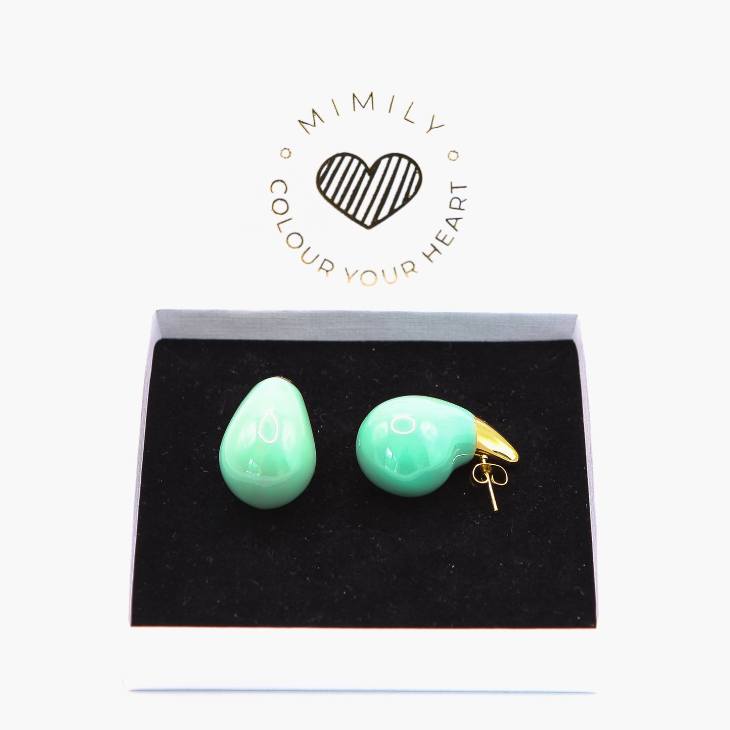 Ohrringe "Big Drop Emaille" türkis