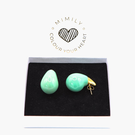 Ohrringe "Big Drop Emaille" türkis