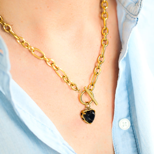 Halskette "Panzerkette Black Heart"