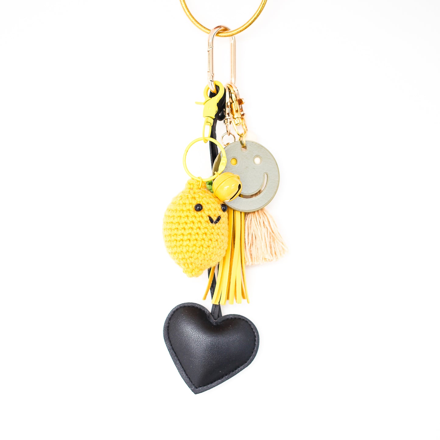 Bag Charm Heart black/yellow/olive