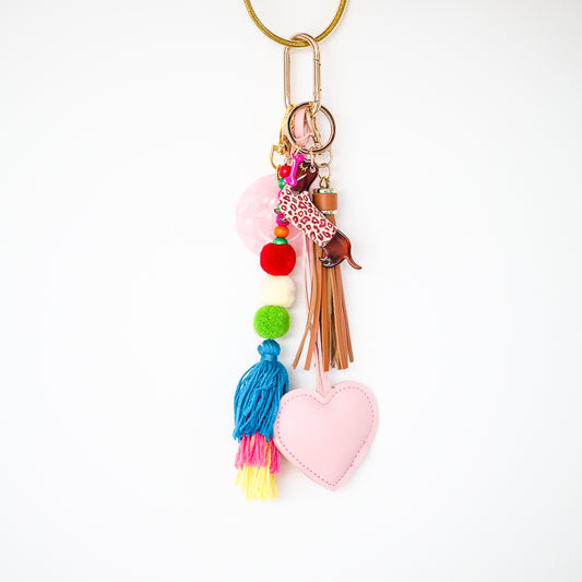 Bag Charm Heart rose/cognac/multicolor