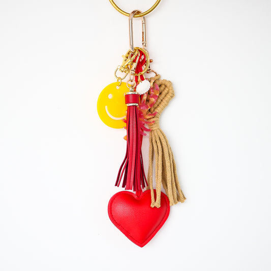 Bag Charm Heart red/yellow/beige/lobster