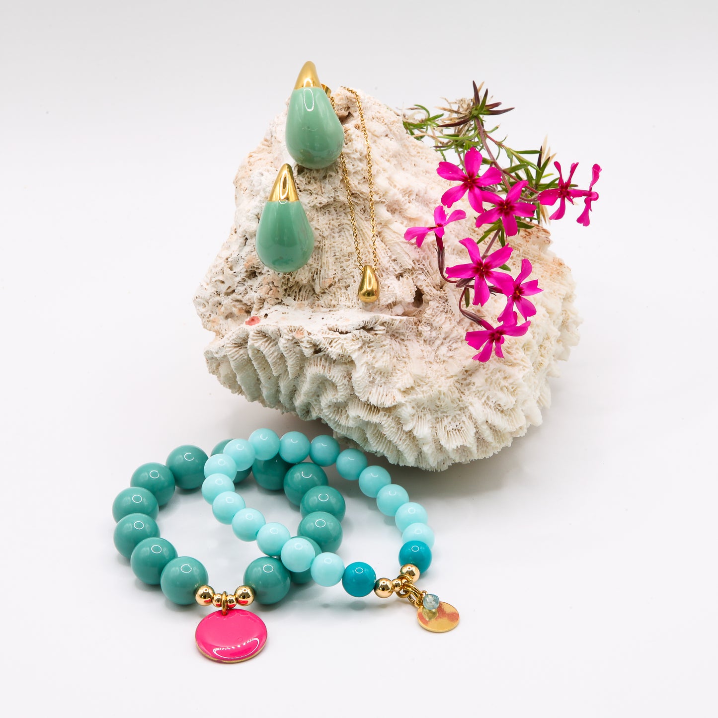 Ohrringe "Big Drop Emaille" türkis