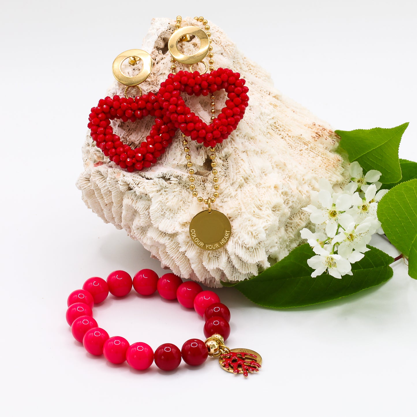 Ohrringe "Funkelherz" Rot