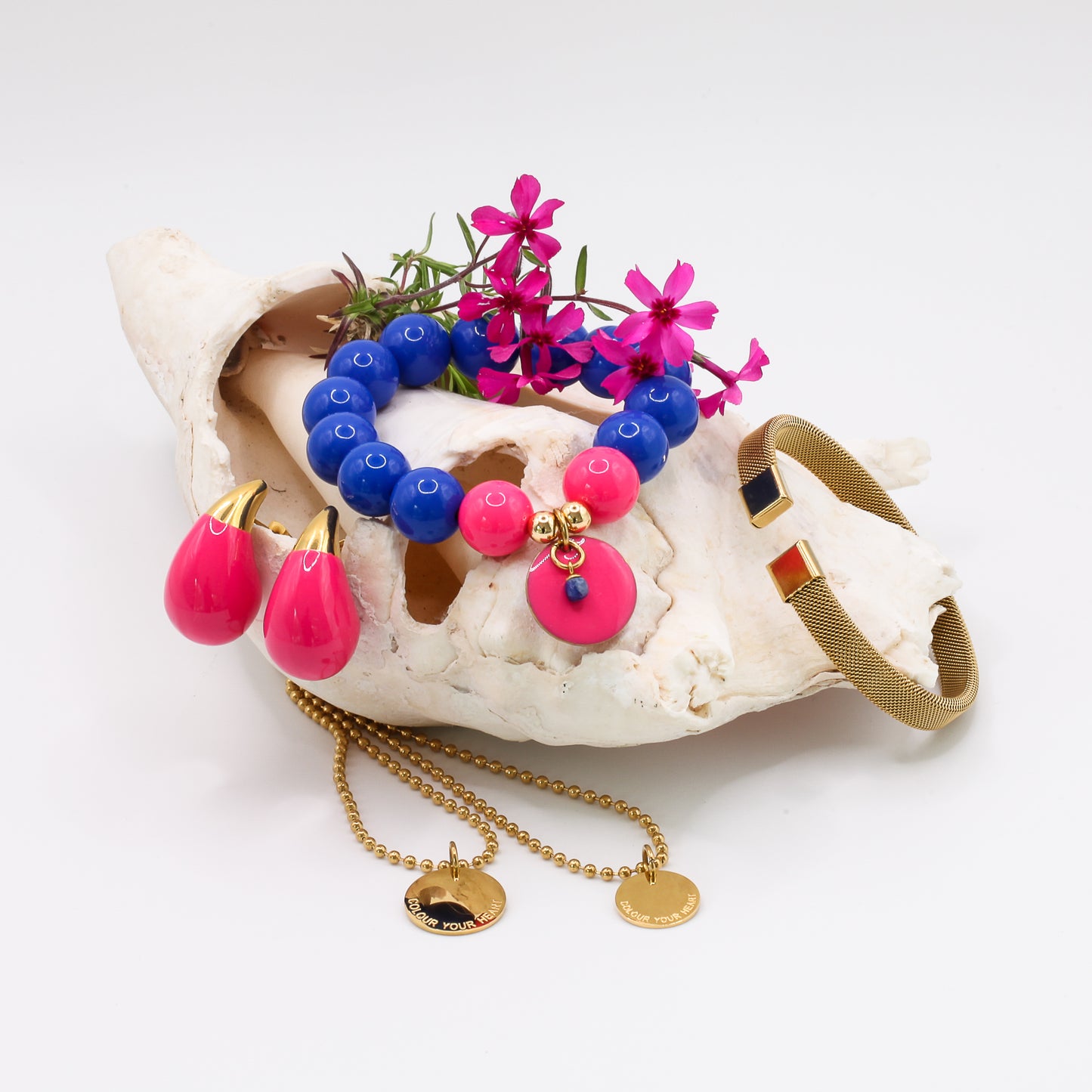 Ohrringe "Big Drop Emaille" pink