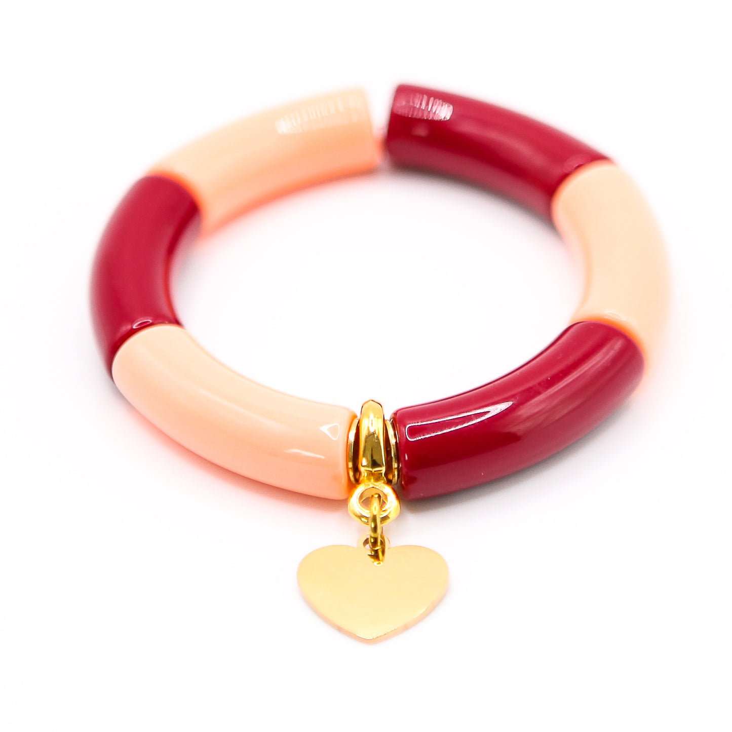 Armreifen Bunt Gr. S/M "bordeaux/lachs"