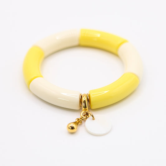 Armreifen Bunt Gr. S/M "gelb/weiss"