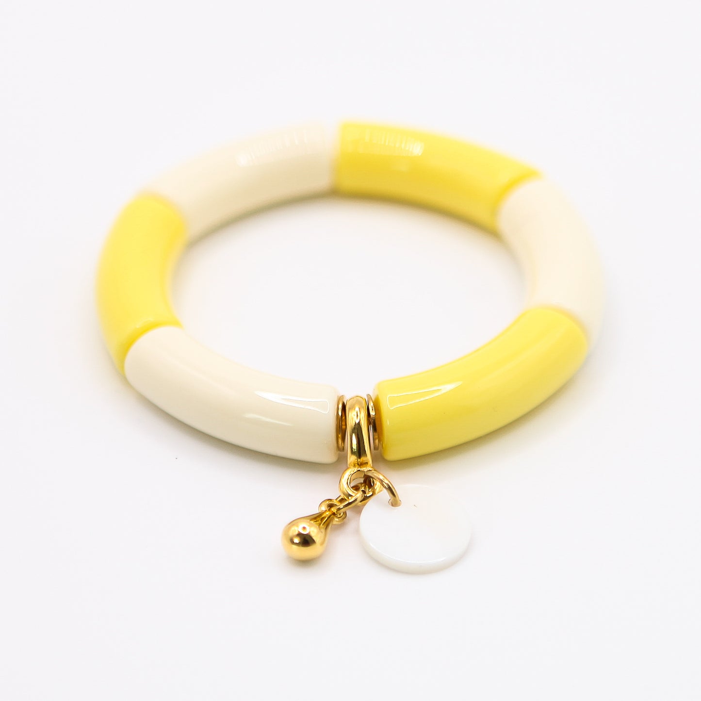 Armreifen Bunt Gr. S/M "gelb/weiss"