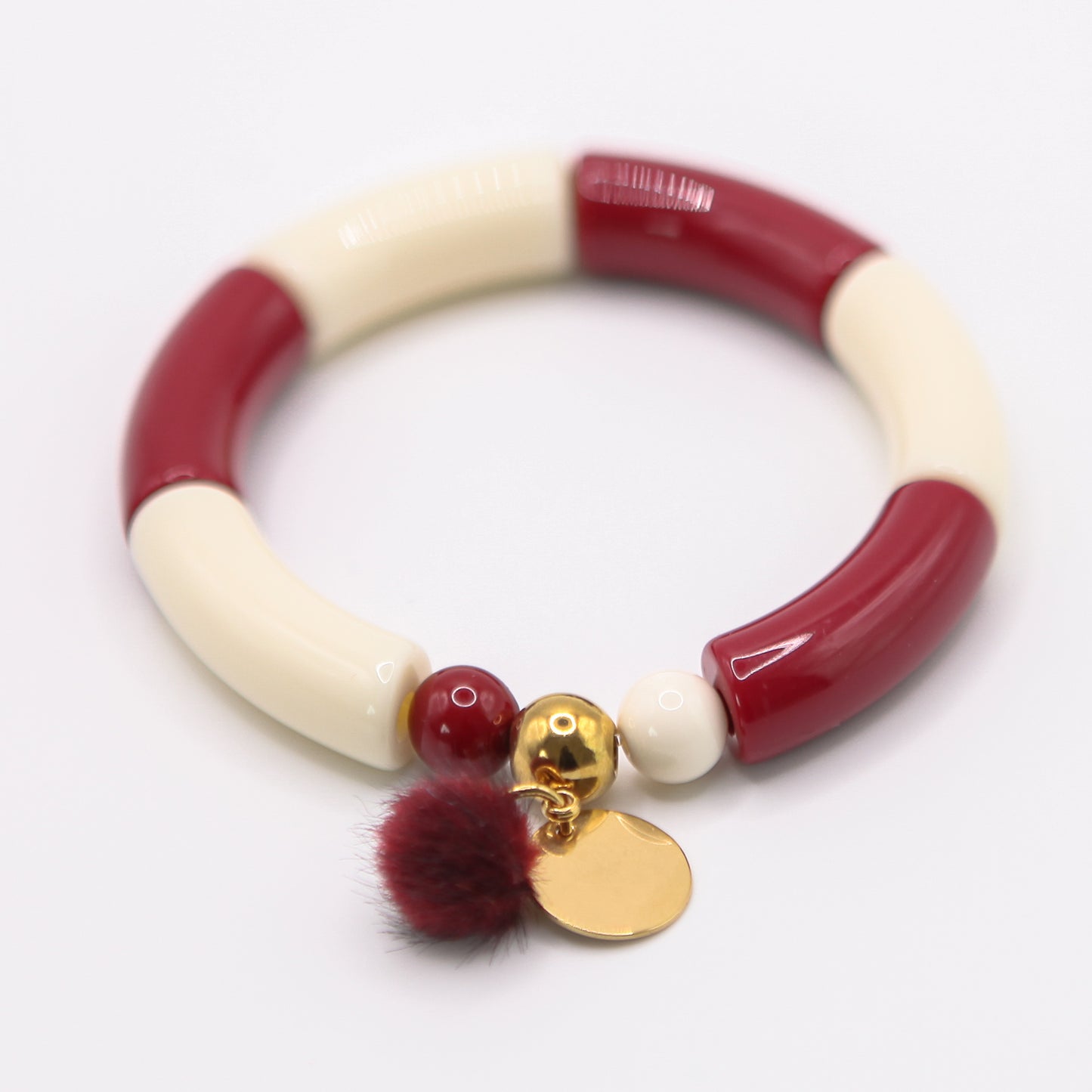 Armreifen Bunt Gr. M/L "bordeaux/weiss"