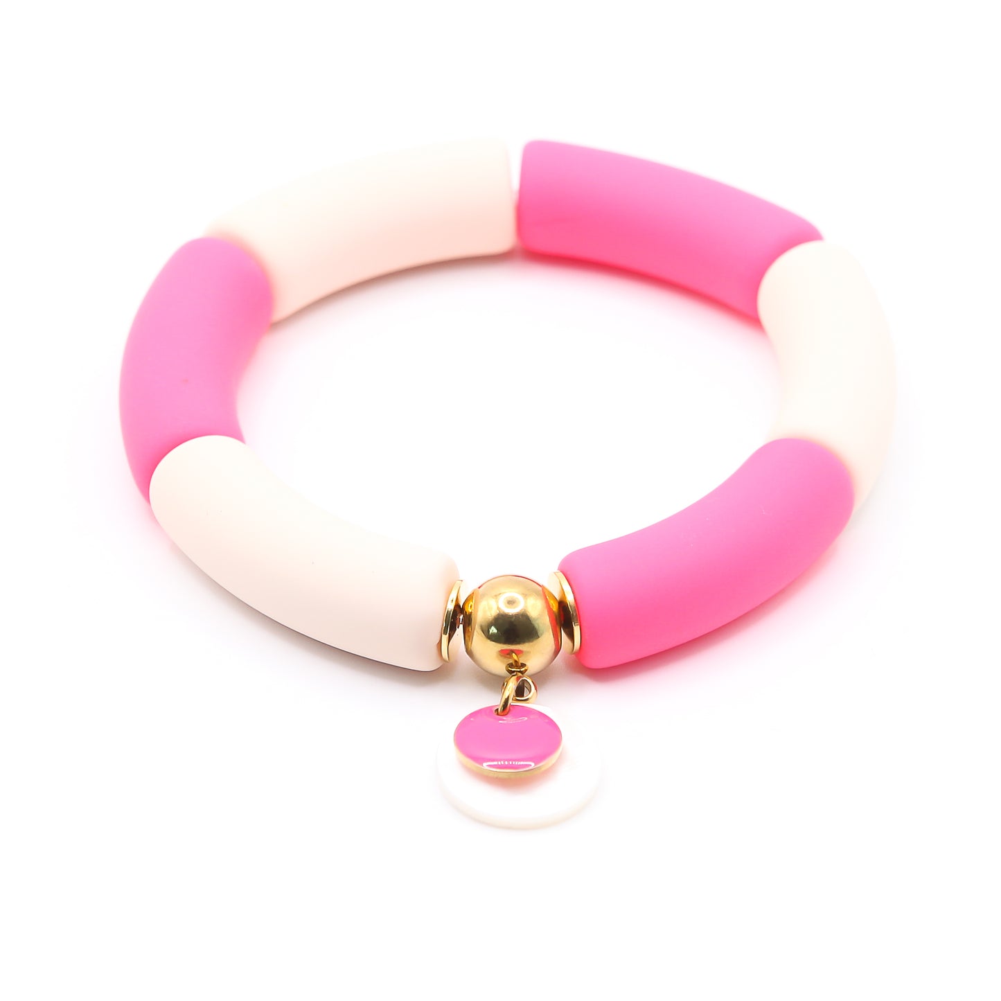 Armreifen MATT Acryl "weiss/pink"